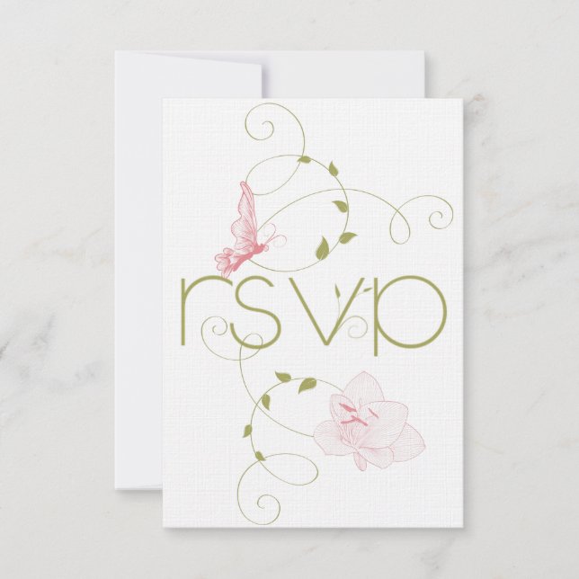 Garden Wedding Pink Lilies RSVP (Anverso)