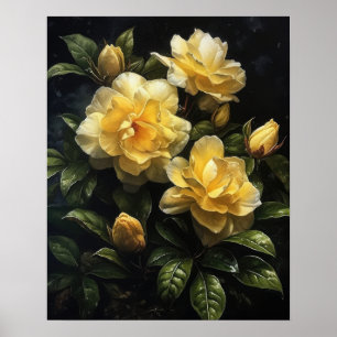 Gardenia amarilla Flores Poster de impresión de ar