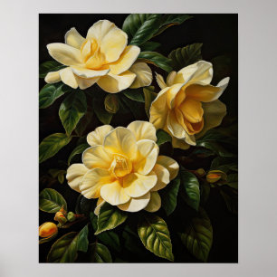 Gardenia amarilla Flores Poster de impresión de ar