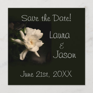 Gardenia blanca tarjeta cuadrada "Save the Date"