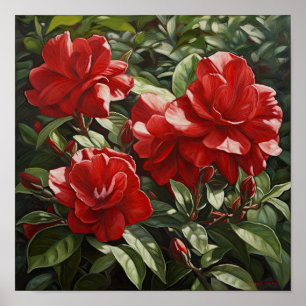Gardenia roja Flores Poster de impresión de arte