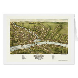 Gardiner y Pittston, YO mapa panorámico - 1878