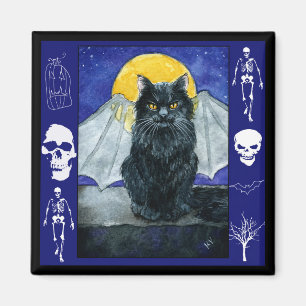Gárgola negra Halloween kitten imán