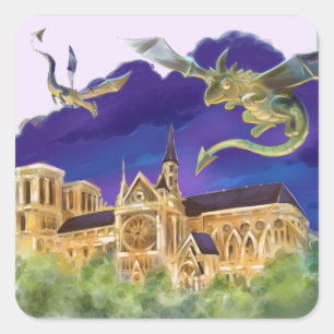 Gargoyle Notre Dame - Pegatinas cuadradas de París