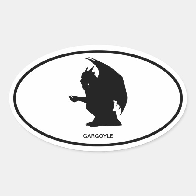 Gargoyle Oval Pegatina (Anverso)