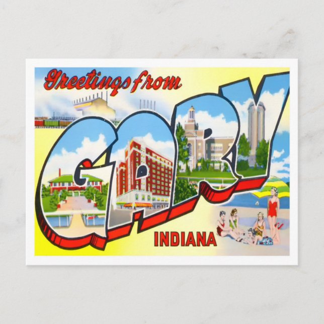 Gary, tarjeta postal grande de Indiana Vintage (Anverso)