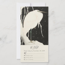 Garza Blanca En La Tarjeta RSVP De Boda De Inviern