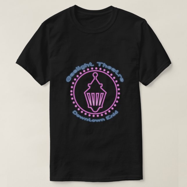 Gaslight Theater Neon Logo Camiseta oscura (Diseño del anverso)