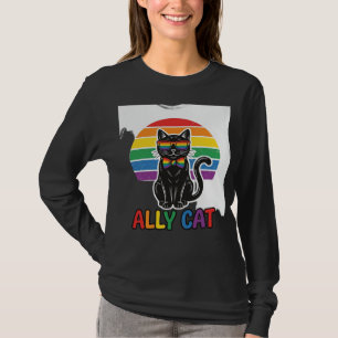 Gata Aliada Arcoíris Orgullo Diseño Camiseta Gato 