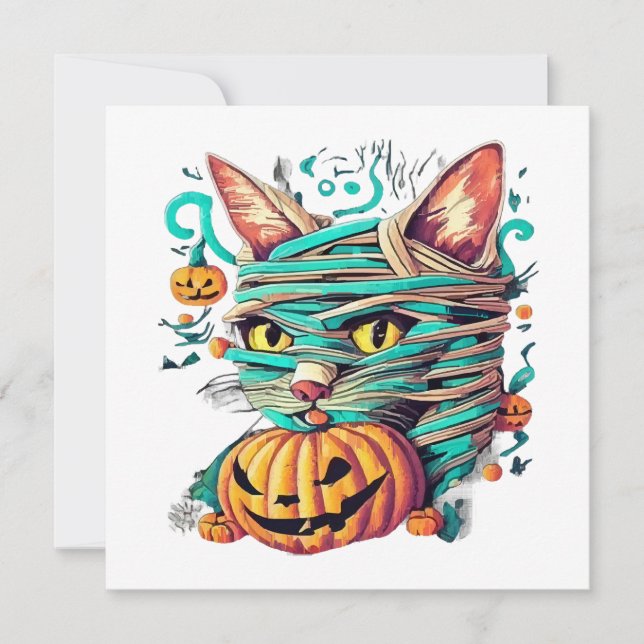 Gata Momia Divertida Halloween (Anverso)