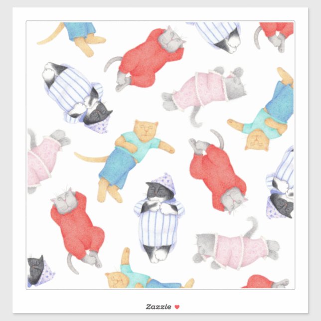 GATAS PIJAMAS Calcomanía de vinilo 14x14 (Hoja)