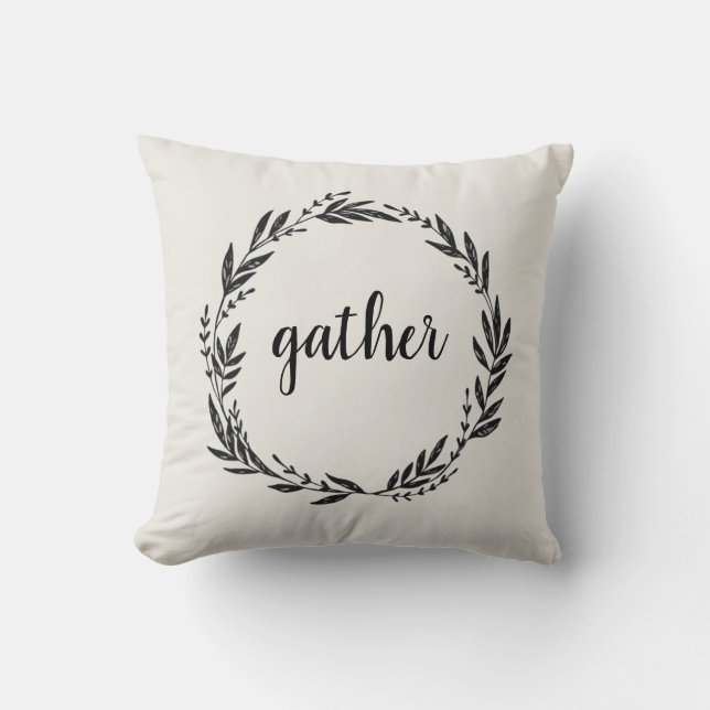 Gather Welcome Wreath Gray Cojín decorativo (Anverso)