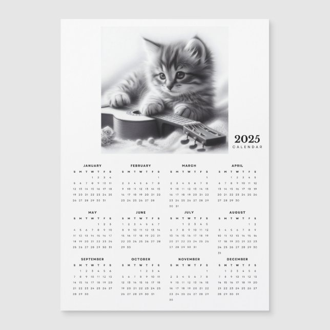 Gatito acurrucado con un calendario de imanes de g (Anverso)