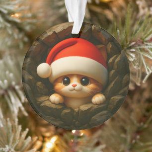 Gatito Adorable Adorno Navideño Doble Cara 