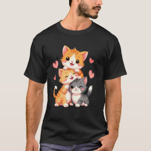 Gatito Adorable Camiseta Romántica Gatito Divertid