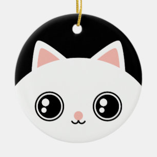 Gatito blanco lindo y ornamento bilateral del