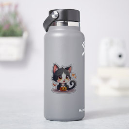 Gatito blanco y negro lindo - Pegatina fantasmal