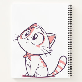 Gatito blanco y rosado lindo - Cuaderno para niños