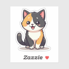 Gatito Calico Adorable – Pegatina de Arte Kawaii