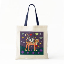 Gatito con alas con el bolso del personalizado del