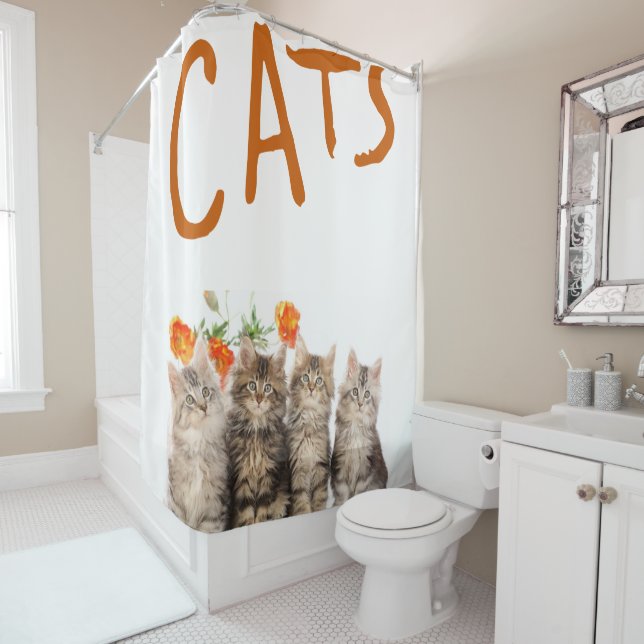 Gatito con cortina de ducha (In situ)