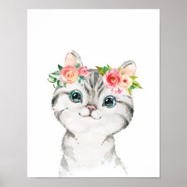 Gatito con flores acuáticas Imprimir arte