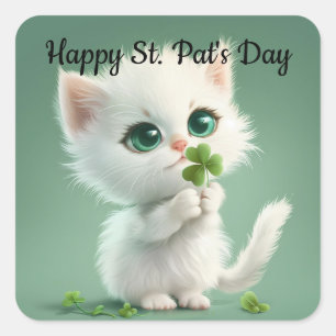 Gatito Con Pegatina De Shamrock