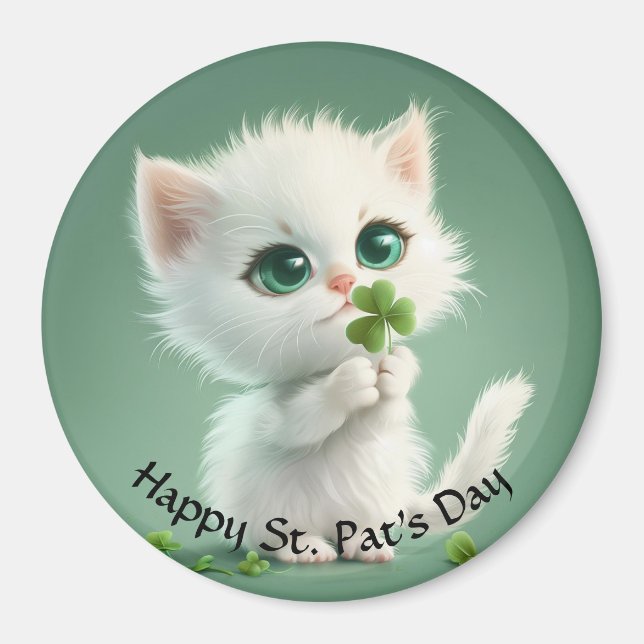 Gatito Con Un Imán De Shamrock (Frente)