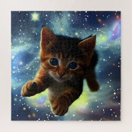 Gatito Corriendo En El Espacio Rompecabezas De Jig