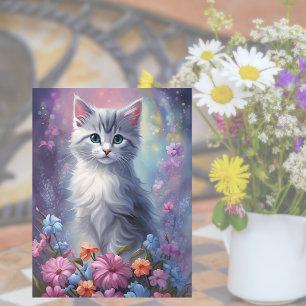 Gatito de Fantasía Caprichosa en Jardín Postal de