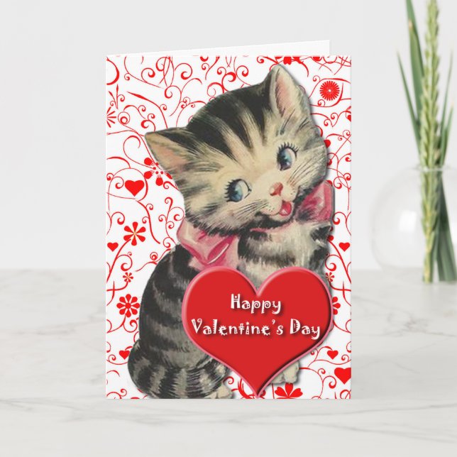 Gatito de la tarjeta del día de San Valentín (Anverso)