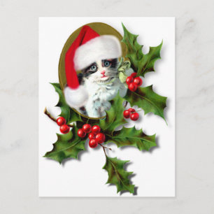 Gatito de Navidad Vintage Estilo Antiguo