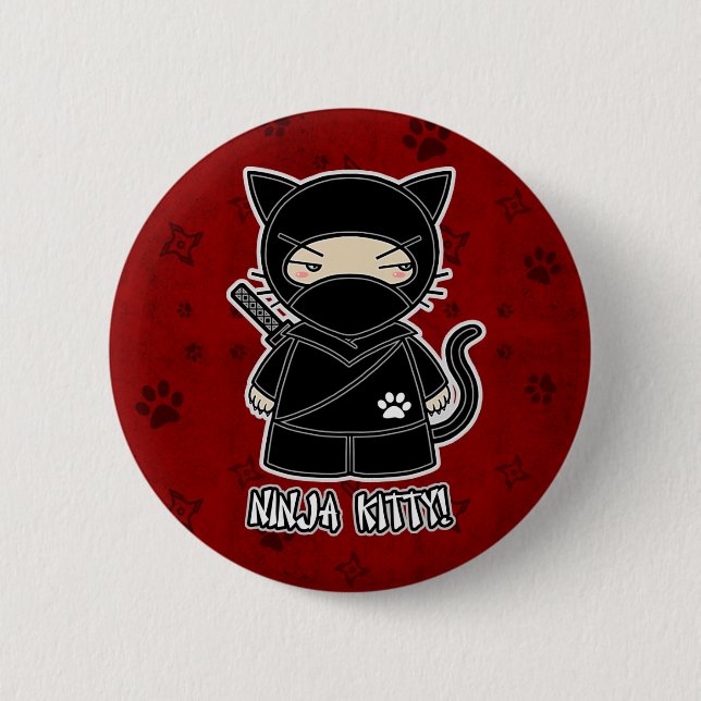 ¡Gatito de Ninja! En botón rojo (Anverso)