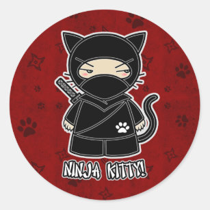 ¡Gatito de Ninja! En pegatina rojo
