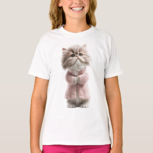 Gatito de niños con suéter rosa delicado