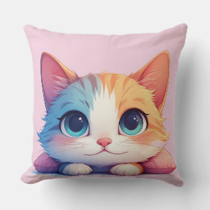 Gatito de Ojos Grandes Relaxándose en Almohada par