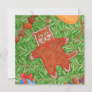 GATITO DE PAN DE JENGIBRE Tarjeta Plana Cuadrada
