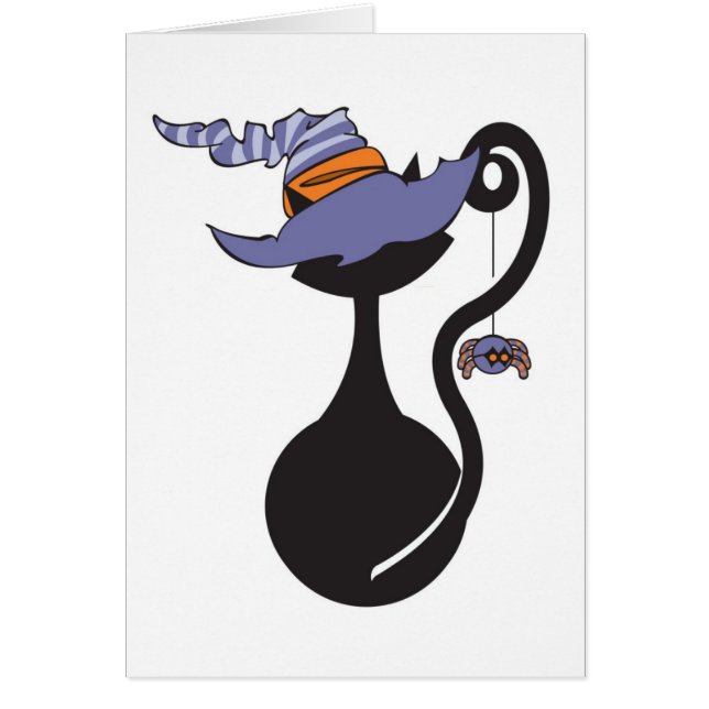 Gatito de Witchy en tarjeta púrpura del gorra (Frente)