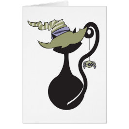 Gatito de Witchy en tarjeta verde del gorra