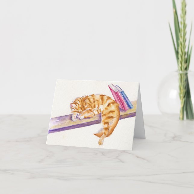 Gatito del jengibre el dormir con la tarjeta de (Anverso)