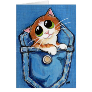 Gatito del jengibre en una tarjeta del arte del