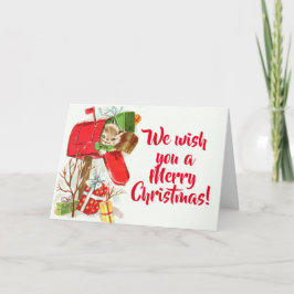 Gatito del vintage en navidad de un buzón