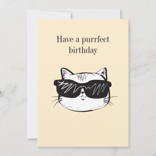gatito divertido de la tarjeta de cumpleaños (Anverso)