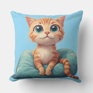 Gatito Dulce En Almohada Suave Para Espacios De Am