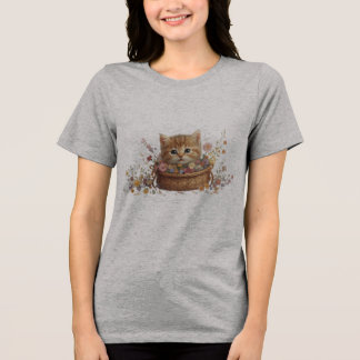 Gatito en cesta - Diseño de camisetas para gatos
