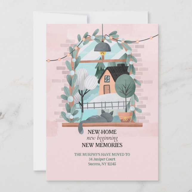 Gatito en la Invitación en movimiento de la ventan (Anverso)