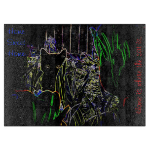 Gatito en la tabla de corte de vidrio de Neon Gard