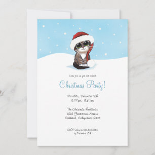 Gatito en Nieve  Invitaciones de los Navidades
