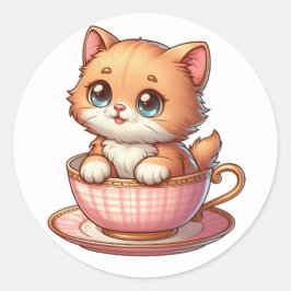 Gatito en Pegatinas de la taza de té