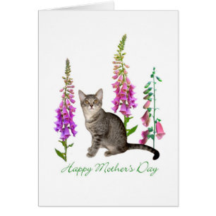 Gatito en tarjeta del día de madre de los